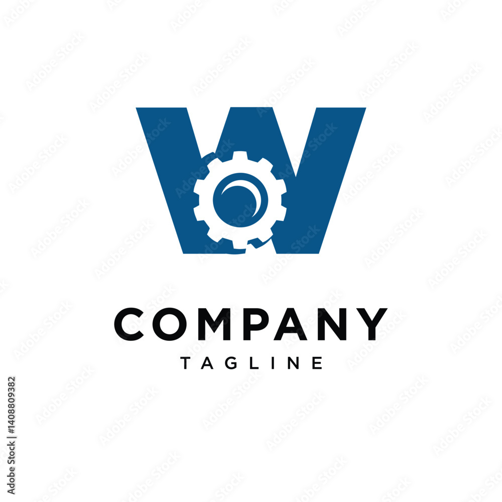 Fototapeta premium Letter W Gear Mechanical Logo Icon Vector