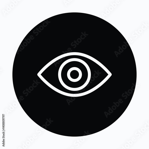 Eye Sign Vector Icon. View User Interface. Circular Style Isolated Vector Icon. 
