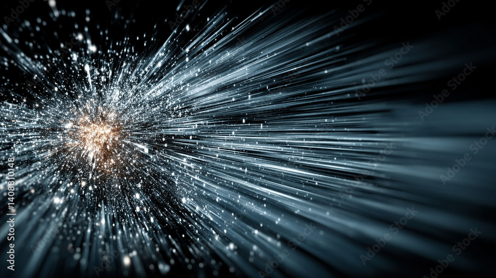 Naklejka premium Abstract motion blur of light rays in space symbolizing high-speed technology, science, and acceleration. A futuristic design of super-fast, speedy blue light streaks representing motion and progress.