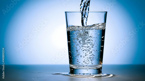 Clear water poured into a glass