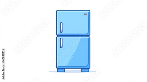 Blue refrigerator kitchen appliance, isolated, white background, home use