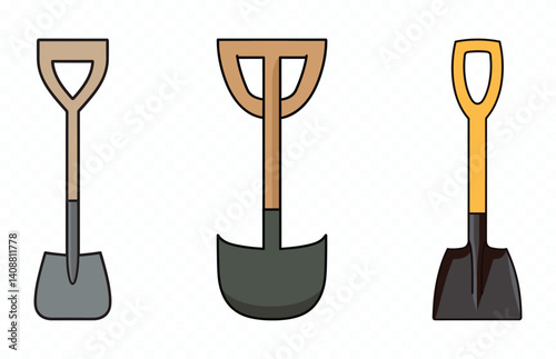 Spade Shovel Vector Clipart, Garden Shovel illustration Set
