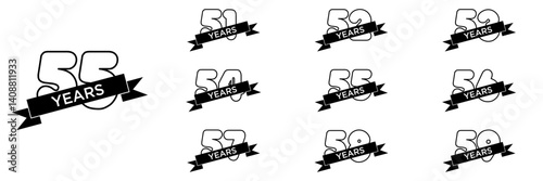 collection numbers Anniversary logo set icon vector design photo