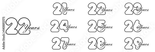 collection numbers Anniversary logo set icon vector design	