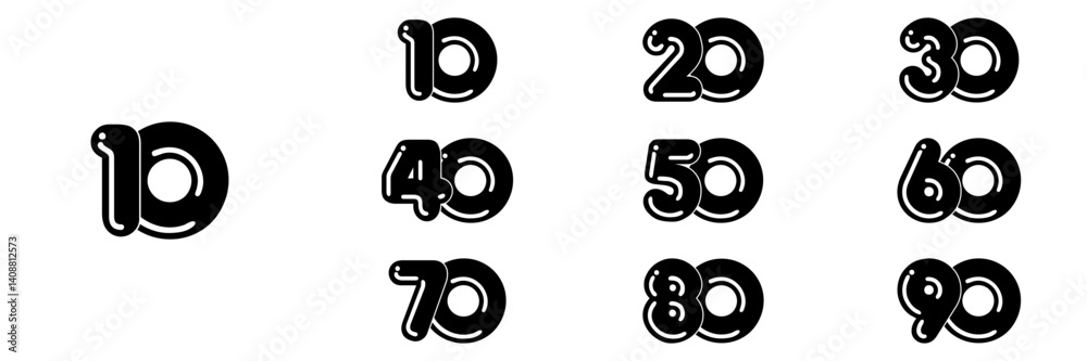 collection numbers Anniversary logo set icon vector design, black and white background collection numbers Anniversary logo set icon vector design, black and white background