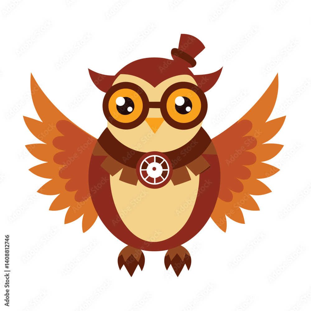 Fototapeta premium owl, branch, vector, art, bird, nature, wildlife, illustration, animal, perch, tree, forest, design