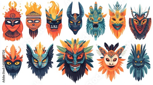 Wallpaper Mural Colorful and Artistic Masks Featuring Unique Faces and Designs Torontodigital.ca