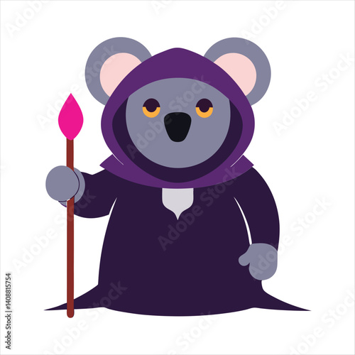 Dark Mage Koala Illustration  
Cute Dark Mage Koala Art  
Fantasy Koala Wizard Drawing  
Adorable Dark Mage Koala Design 