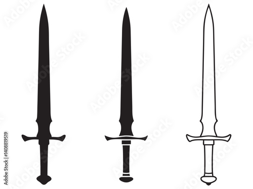 sword silhouette, vector illustration on a white background