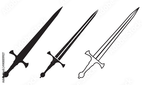 sword silhouette, vector illustration on a white background