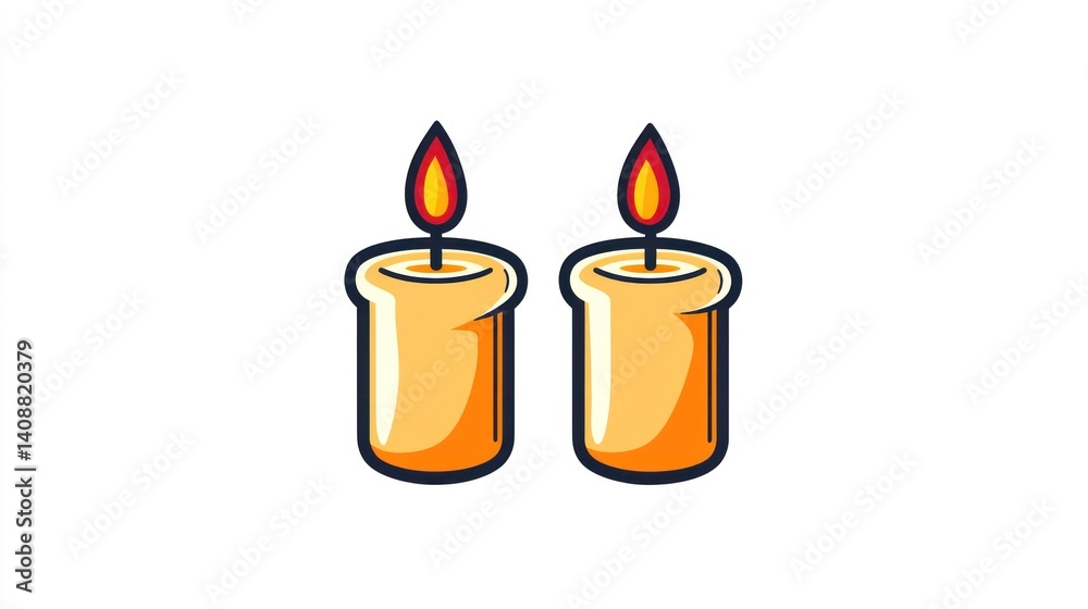 Two lit candles on white background; for cards, websites Two lit candles on white background; for cards, websites