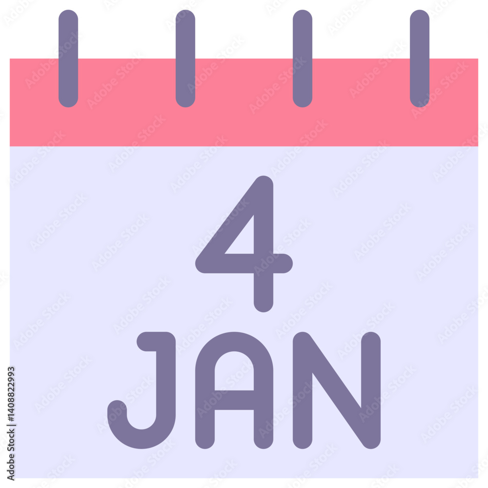 4 January Vector Calendar Icon. Isolated Vector Calendar. 4 January Vector Calendar Icon. Isolated Vector Calendar.