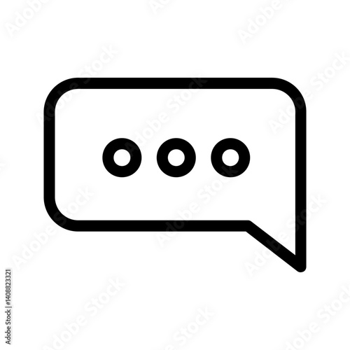Chat Bubble Icon – Simple Black Outline Message Symbol Isolated on White Background