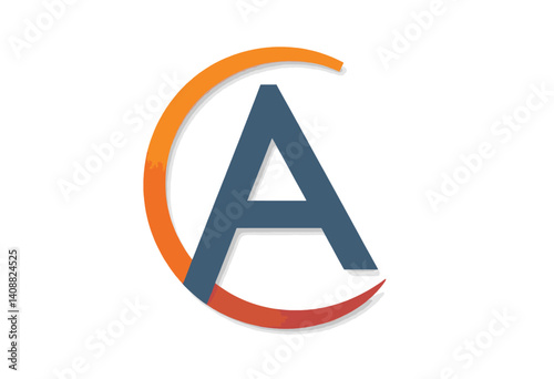Modern Logo Design of Letter "A" with Orange and Gray Colors. This is a clean modern logo design featuring the letter "A" in a bold uppercase font