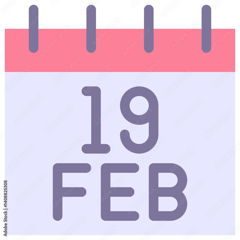 19 February Vector Calendar Icon. Isolated Vector Calendar. 19 February Vector Calendar Icon. Isolated Vector Calendar.
