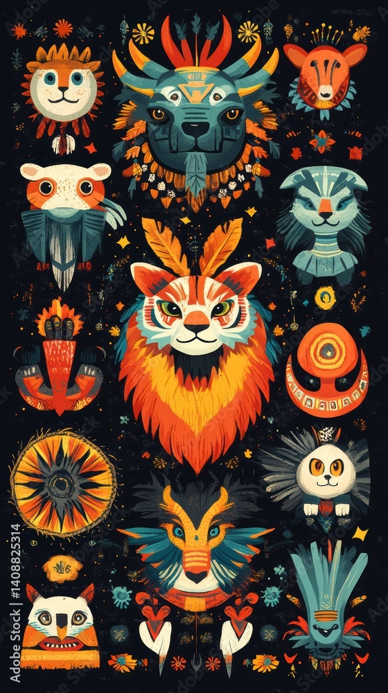 custom made wallpaper toronto digitalColorful and Playful Animal Illustrations with Unique Designs