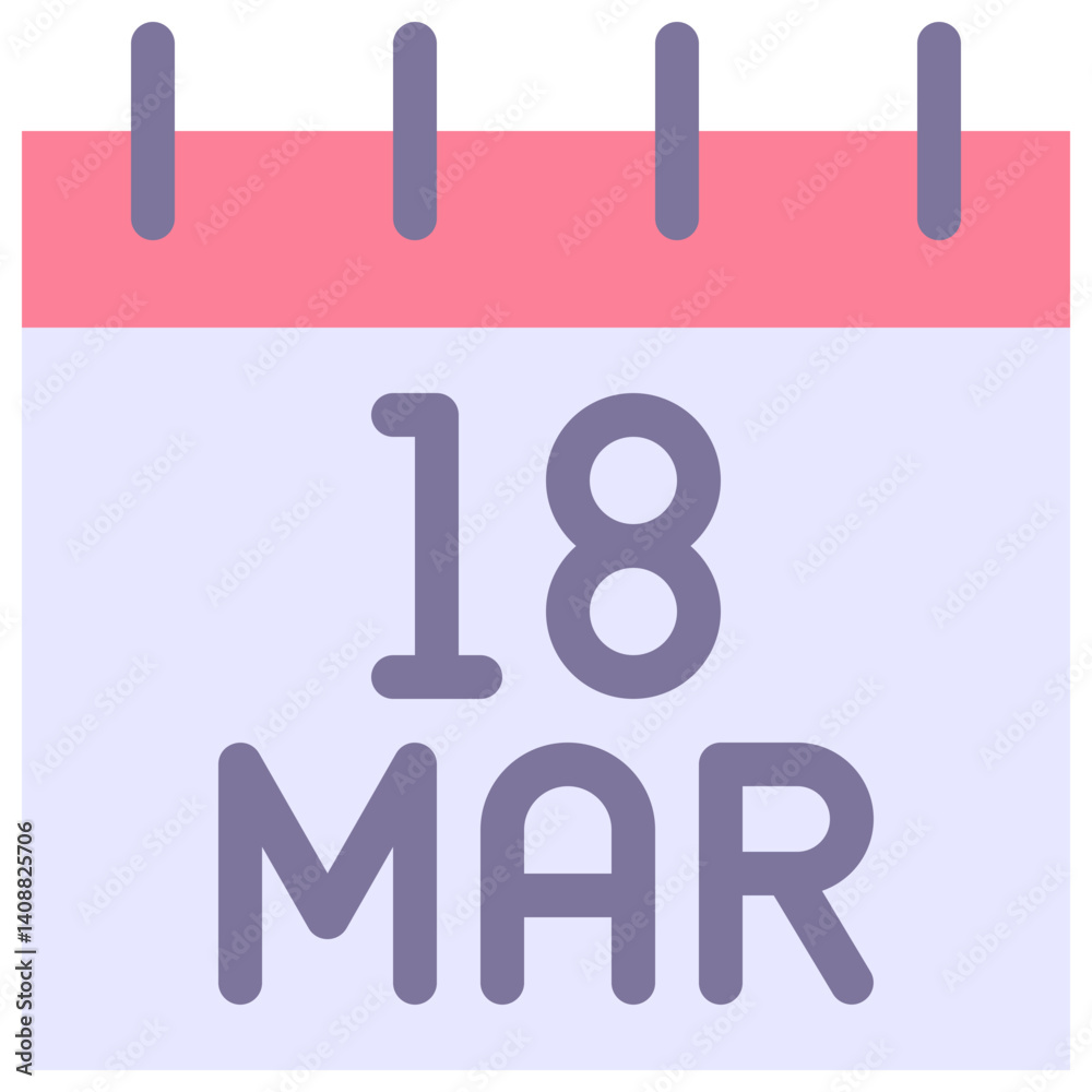 18 March Vector Calendar Icon. Isolated Vector Calendar. 18 March Vector Calendar Icon. Isolated Vector Calendar.