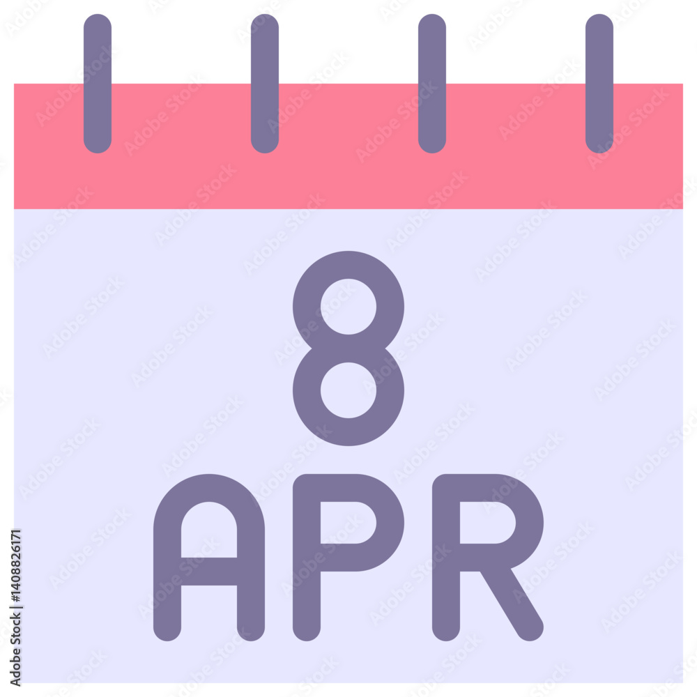 8 April Vector Calendar Icon. Isolated Vector Calendar. 8 April Vector Calendar Icon. Isolated Vector Calendar.