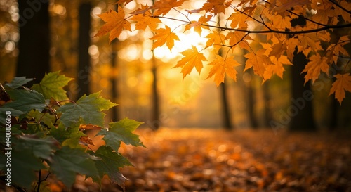 Autumn fallen leaves on ground colorful seasonal background   