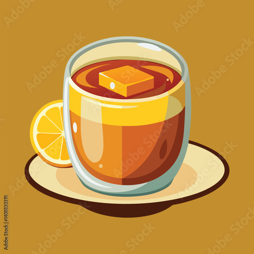 Hot drinks vector icons feature a cup of tea, coffee, and lemon tea