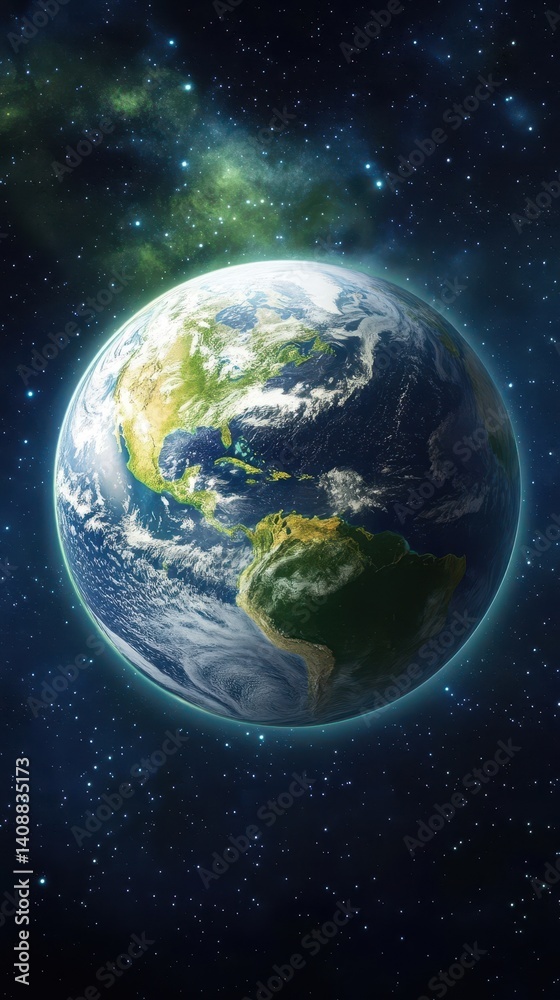 Obraz premium A stunning depiction of planet earth in space with bright stars
