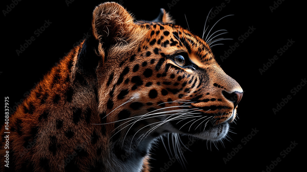 Fototapeta premium Abstract wallpaper featuring a stylized leopard against a vivid contrast background. Symbolizing strength, stealth, and individuality, this modern design evokes power and fearless elegance.