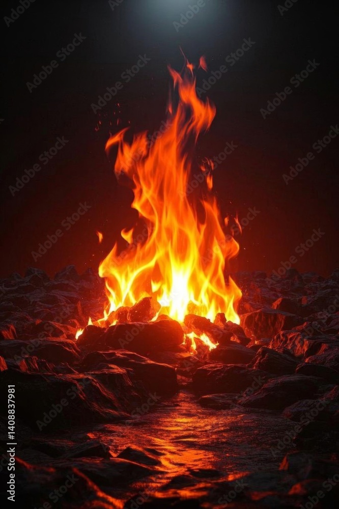 a close up of a fire in the middle of a rocky area a close up of a fire in the middle of a rocky area