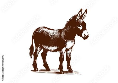 Donkey hand drawn sketch illustration vector