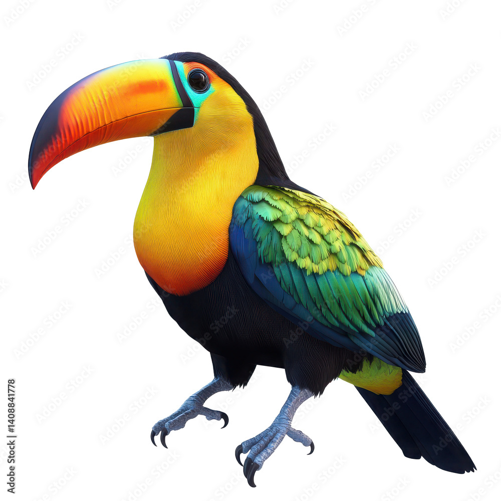 Fototapeta premium 3d Vibrant Multicolor toucan bird isolate on white background