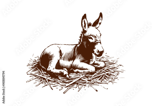 Donkey hand drawn sketch illustration vector