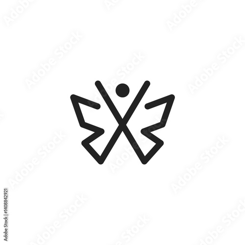 butterfly character silhouette line vector
