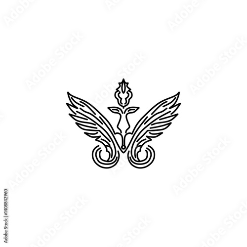 butterfly character silhouette line vector