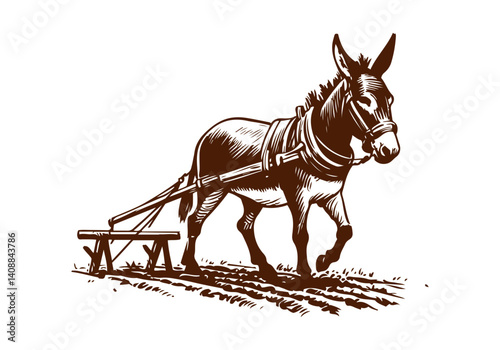 Donkey hand drawn sketch illustration vector