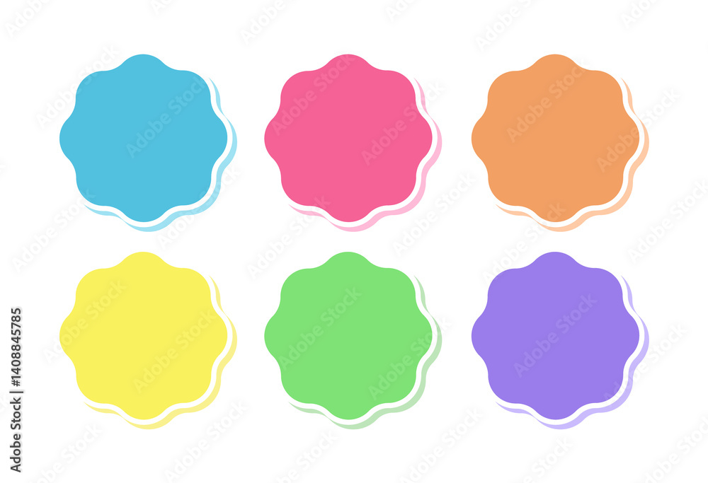 Wavy Badge Label Frame Illustration (Set of 6 Colors) Wavy Badge Label Frame Illustration (Set of 6 Colors)