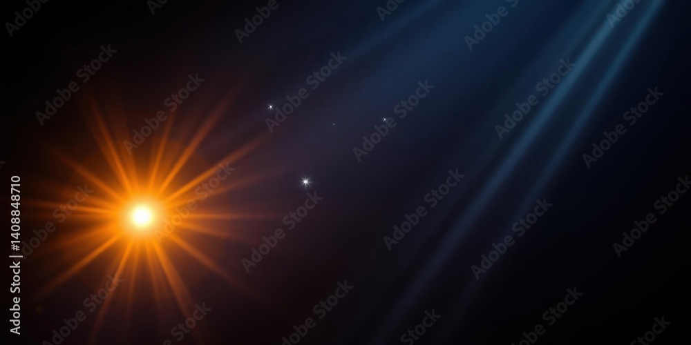 Obraz premium Bright Starburst Light Rays Cosmic Background Night Sky Space Galaxy Universe Celestial Astronomy