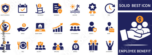 Employee Benefit Icon Employee, Benefit, Insurance, Bonus, Salary, Health, Wellness, Perks.