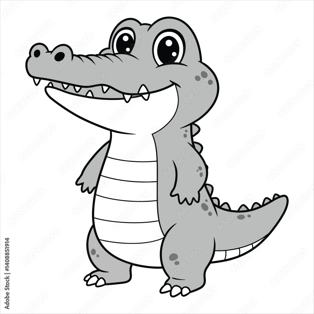 Fototapeta premium Cute crocodile cartoon white background