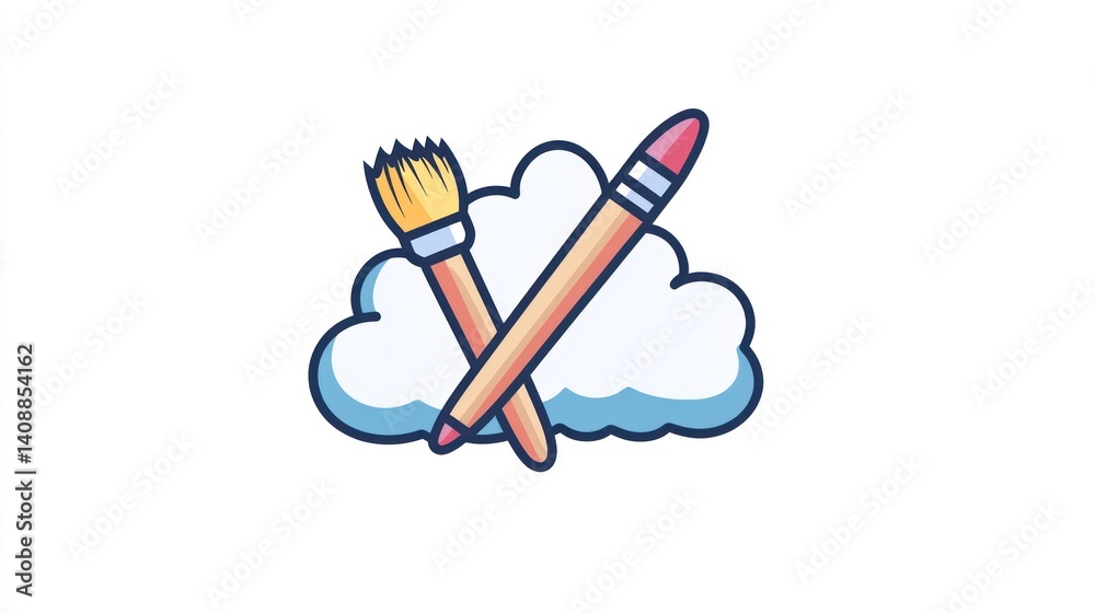 Cloud computing art supplies; digital creativity Cloud computing art supplies; digital creativity