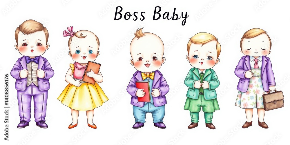 Adorable Boss Baby Clipart Set Cute Cartoon Babies in Suits Adorable Boss Baby Clipart Set Cute Cartoon Babies in Suits