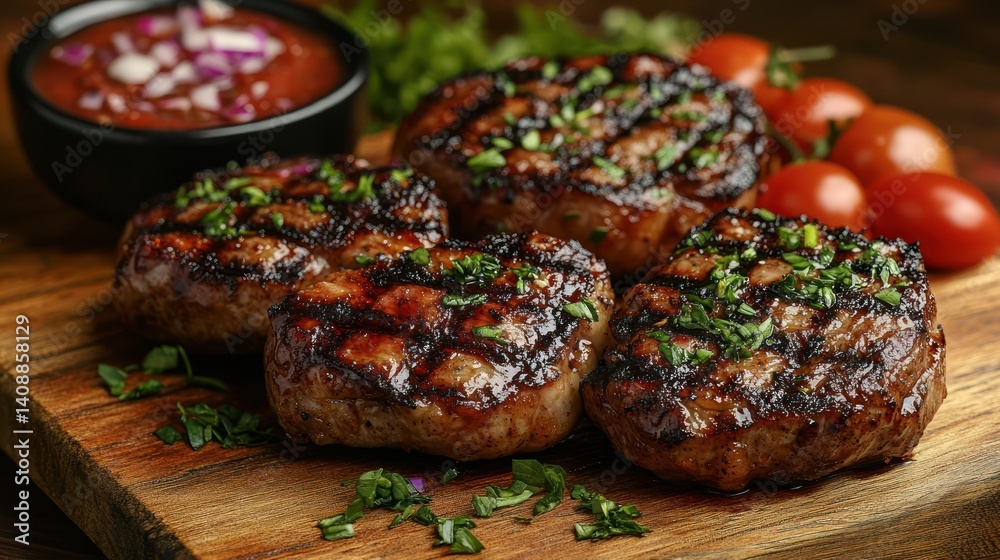Grilled meat dishes with vegetables Grilled meat dishes with vegetables