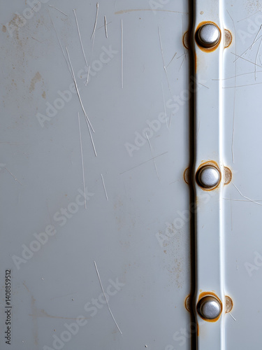 metal sheet with a riveted seam and scratches