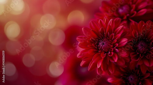 Beautiful Red Chrysanthemum Flowers with Soft Background Blur