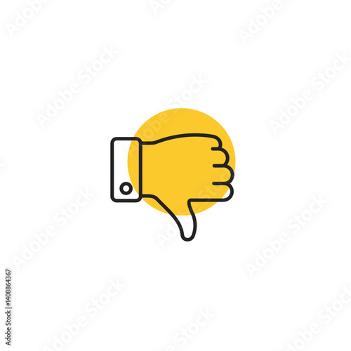 Hand with thumbs down gesture on a yellow background  