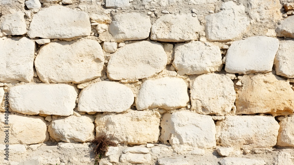 Obraz premium Ancient Stone Wall Texture Background - Rustic Beige Masonry