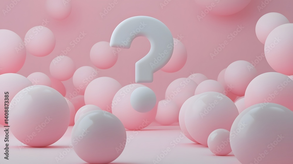 Question mark Icon, Abstract Question Mark Surrounded by Floating Spheres Question mark Icon, Abstract Question Mark Surrounded by Floating Spheres