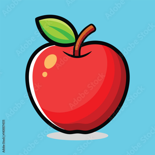 red apple with leaf