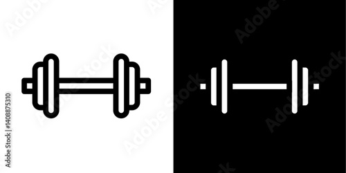 dumbell line and glyph icon, outline and glyph vector sign, linear and glyph style pictogram isolated on white and black. crossfit symbol, logo, icon, illustration