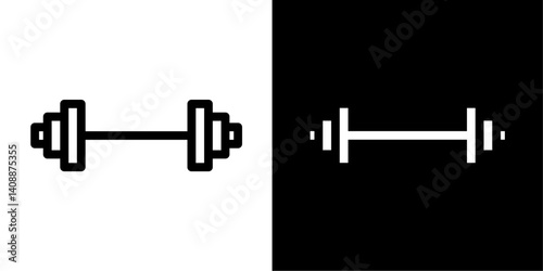 barbell line and glyph icon, outline and glyph vector sign, linear and glyph style pictogram isolated on white and black. crossfit symbol, logo, icon, illustration