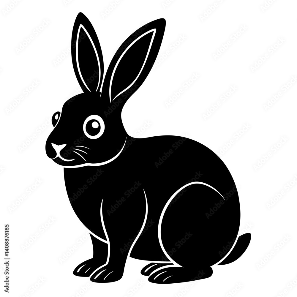 Silhouette Illustration Of A Sitting Rabbit In Black And White Vector Graphic Minimalist Animal Icon Elegant Silhouette Illustration Of A Sitting Rabbit In Black And White Vector Graphic Minimalist Animal Icon Elegant