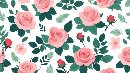 Wallpaper Mural seamless pattern with roses Torontodigital.ca